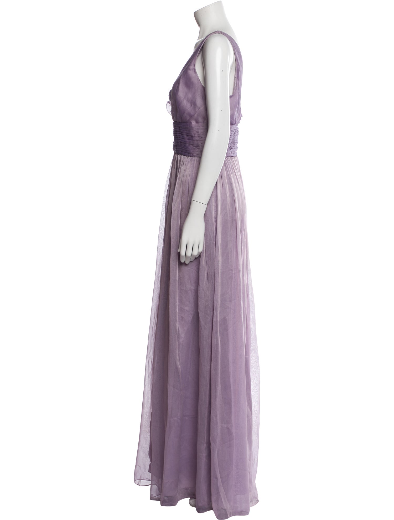 ML Monique Lhuillier V-Neck Long Dress