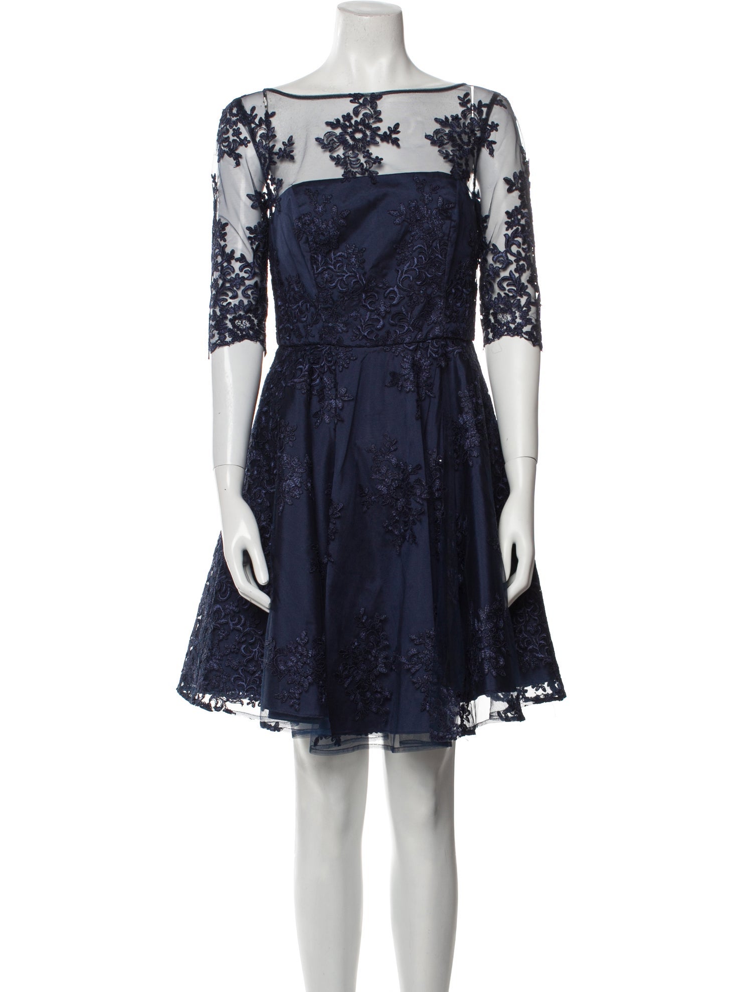 ML Monique Lhuillier Lace Pattern Mini Dress