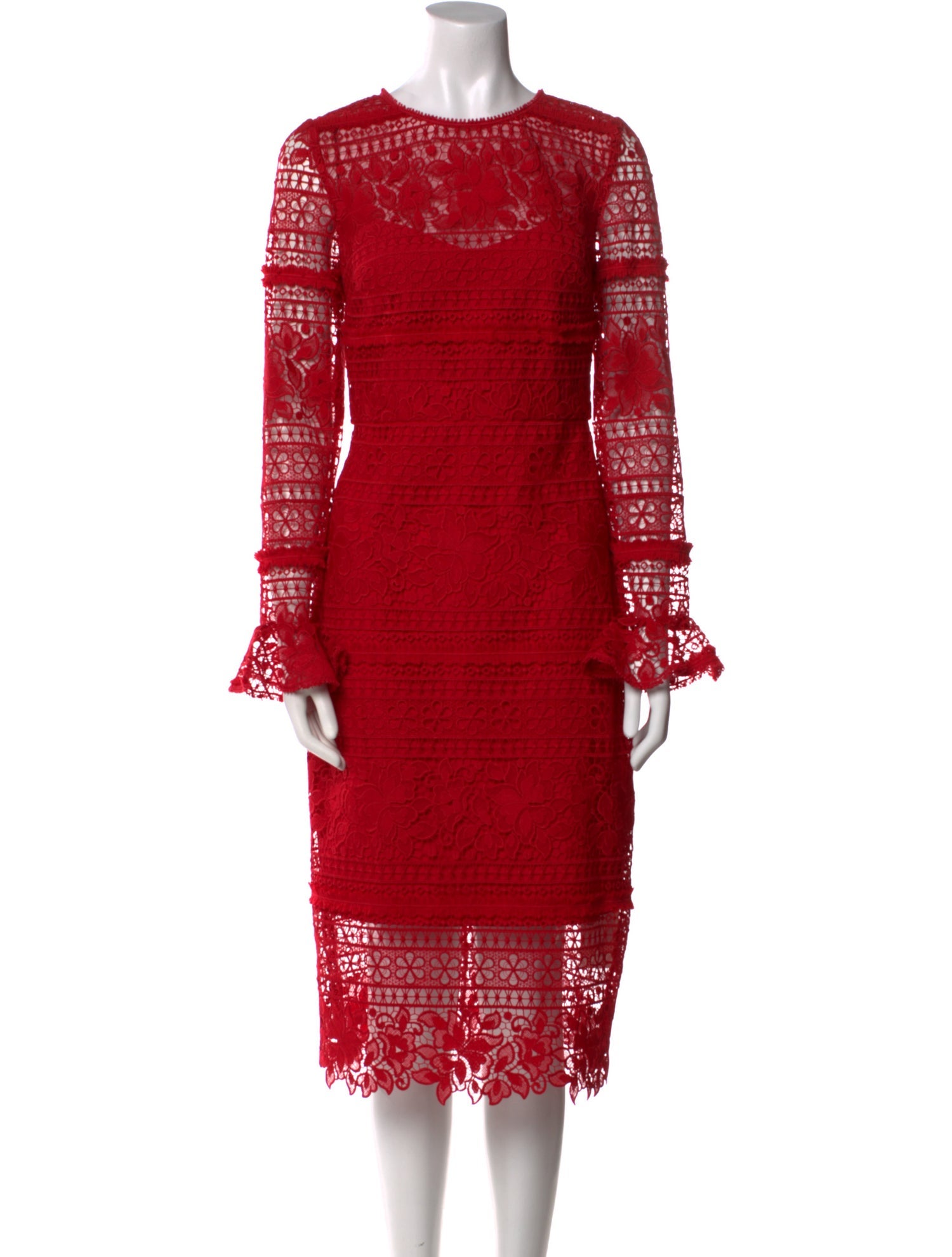 ML Monique Lhuillier Lace Pattern Midi Length Dress
