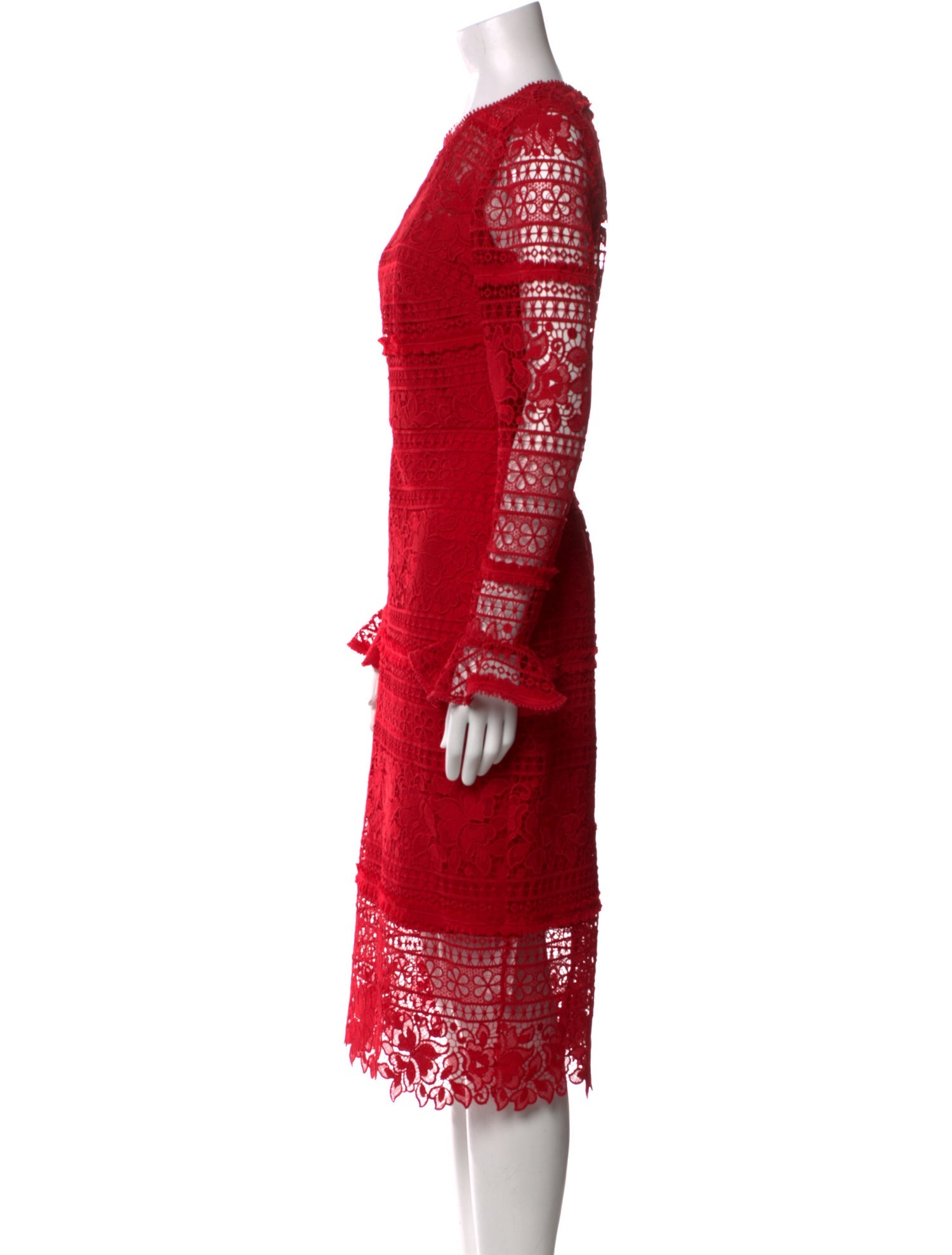 ML Monique Lhuillier Lace Pattern Midi Length Dress