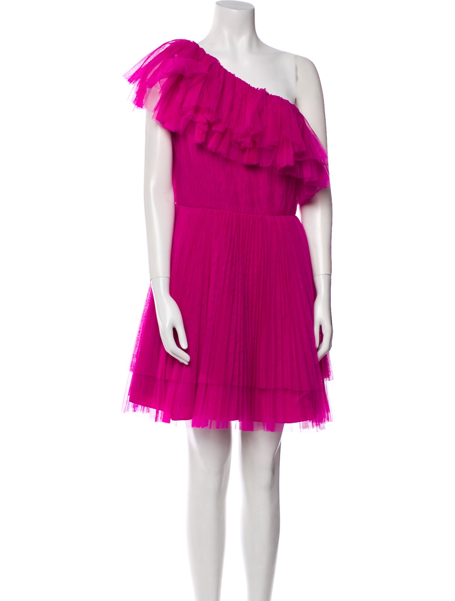 ML Monique Lhuillier One-Shoulder Mini Dress