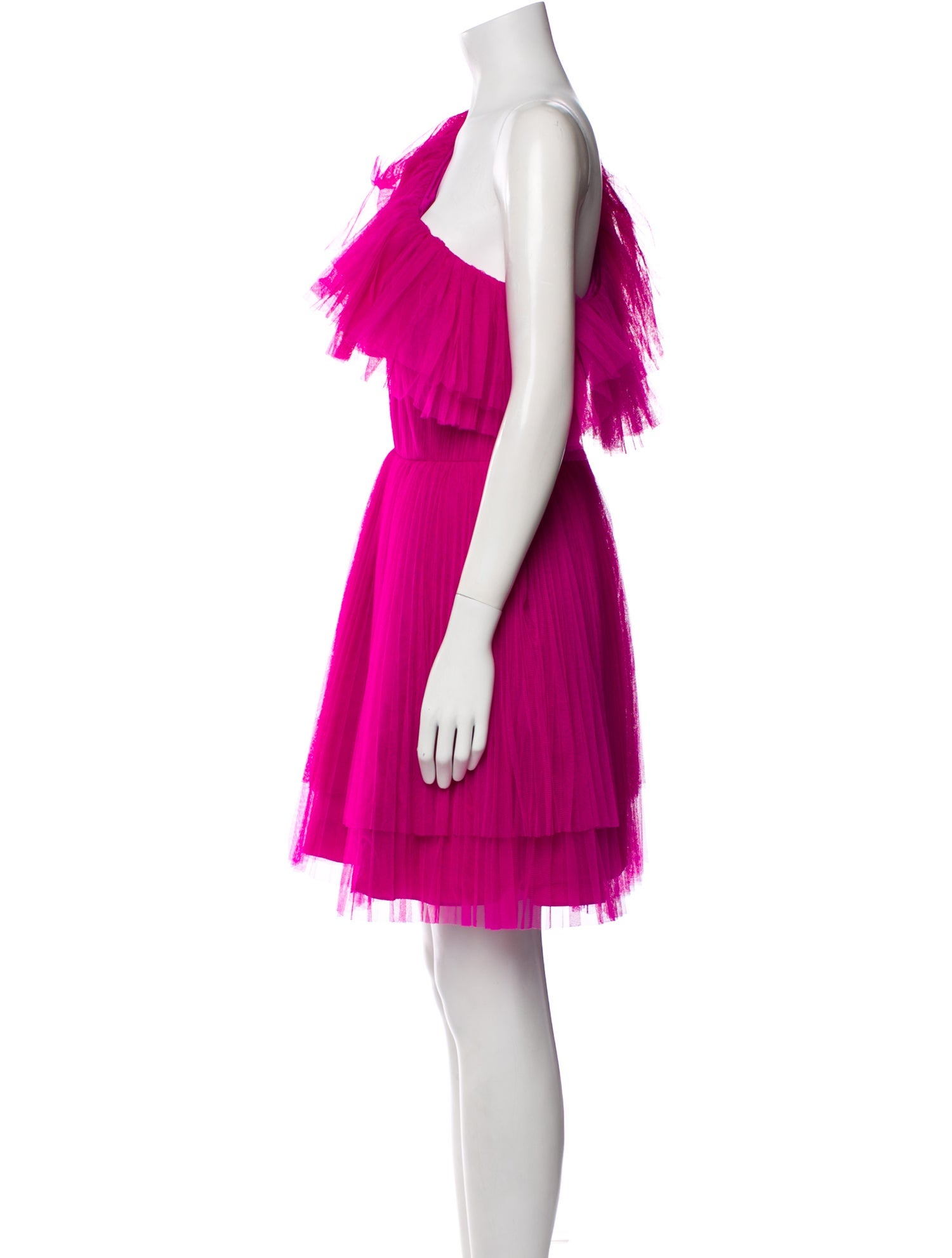 ML Monique Lhuillier One-Shoulder Mini Dress