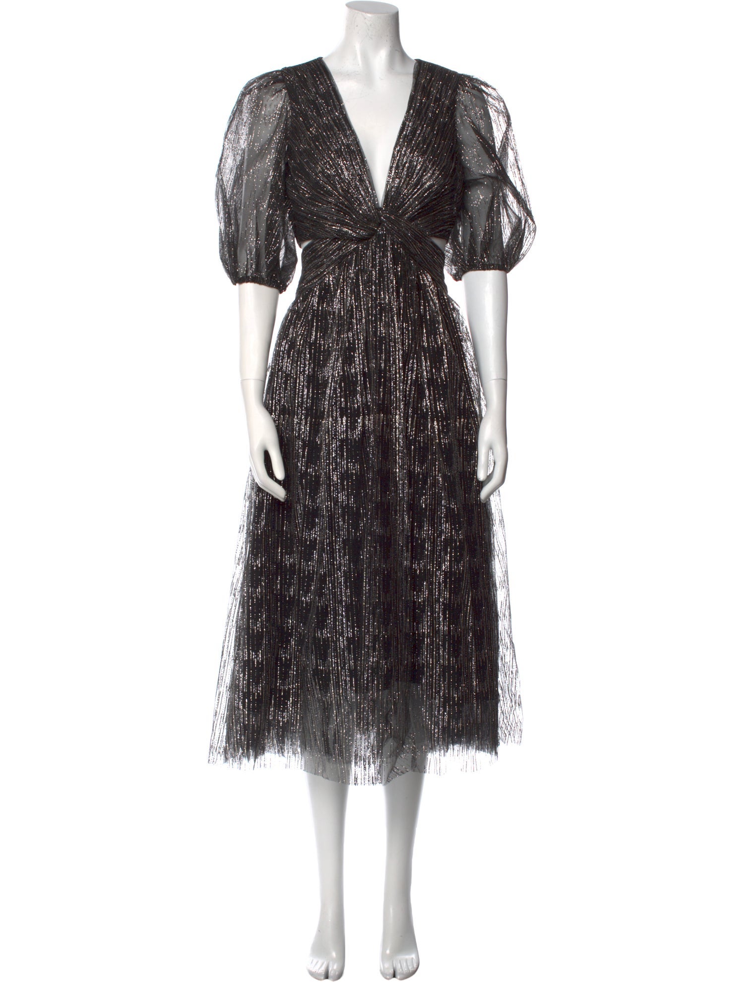 ML Monique Lhuillier V-Neck Midi Length Dress