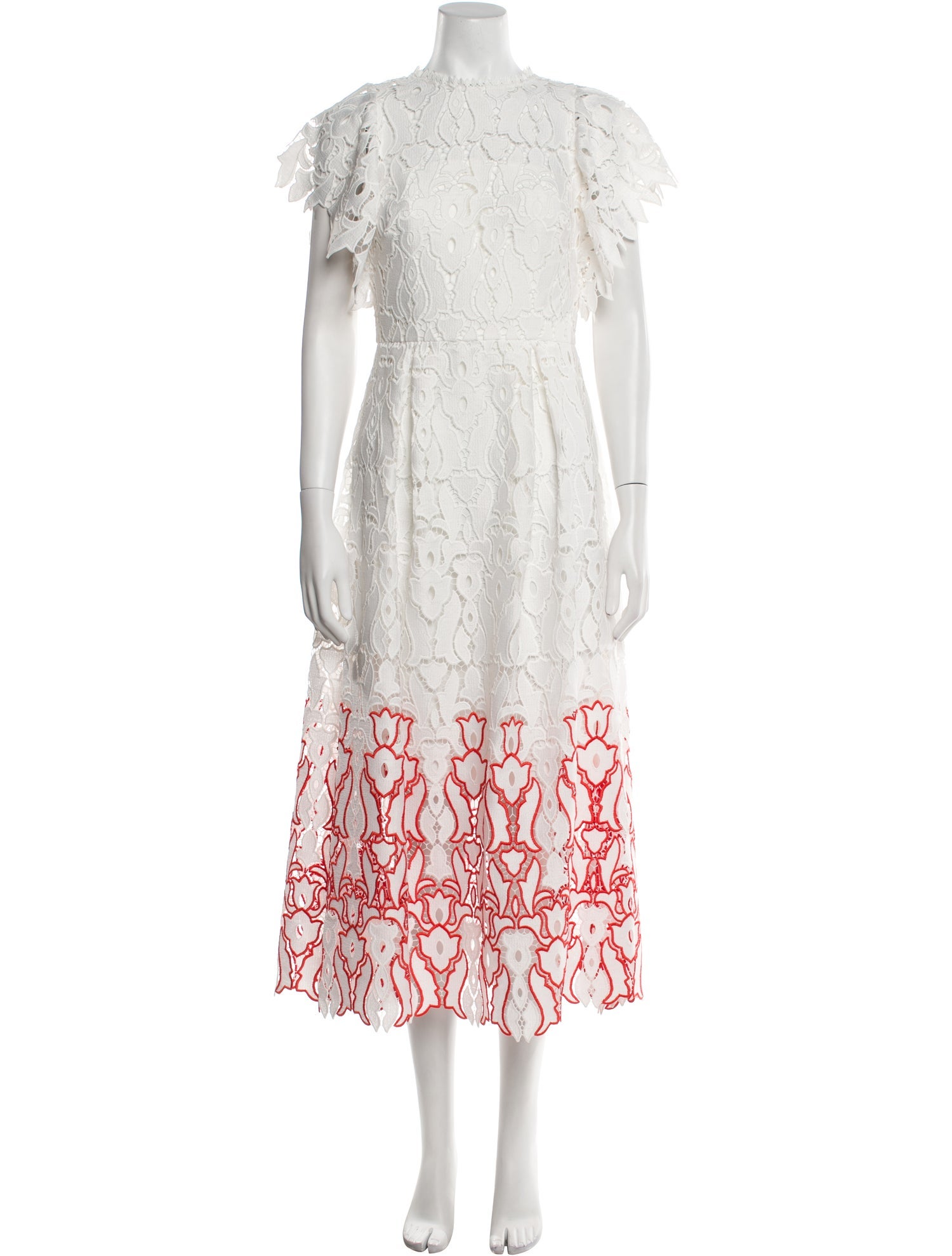 ML Monique Lhuillier Lace Pattern Long Dress
