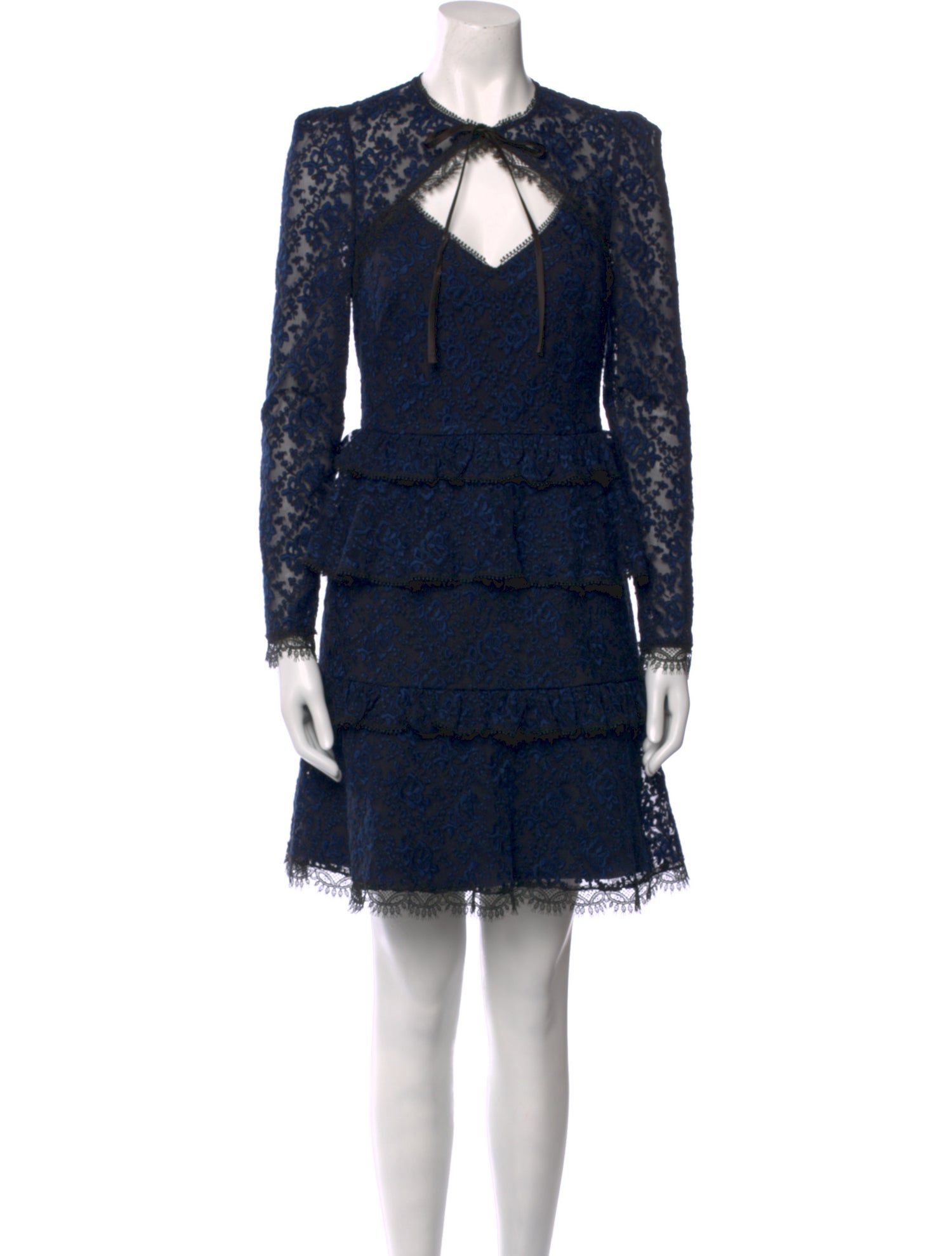 ML Monique Lhuillier Lace Pattern Mini Dress