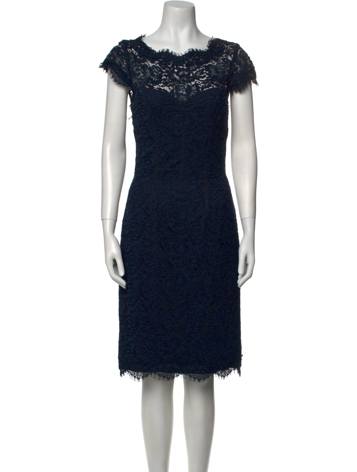 ML Monique Lhuillier Lace Pattern Knee-Length Dress