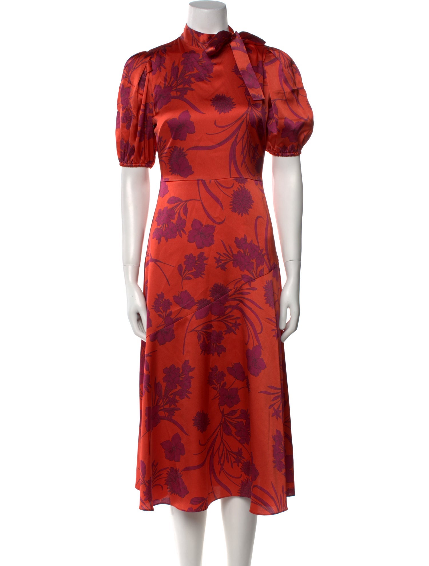 ML Monique Lhuillier Floral Print Midi Length Dress