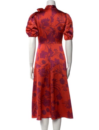 ML Monique Lhuillier Floral Print Midi Length Dress