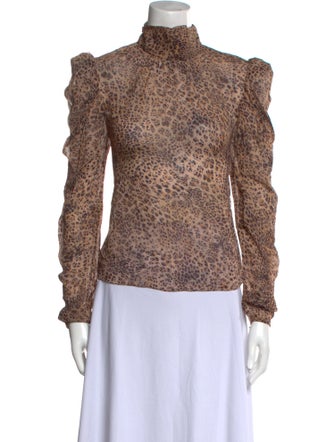 ML Monique Lhuillier Animal Print Turtleneck Sweatshirt