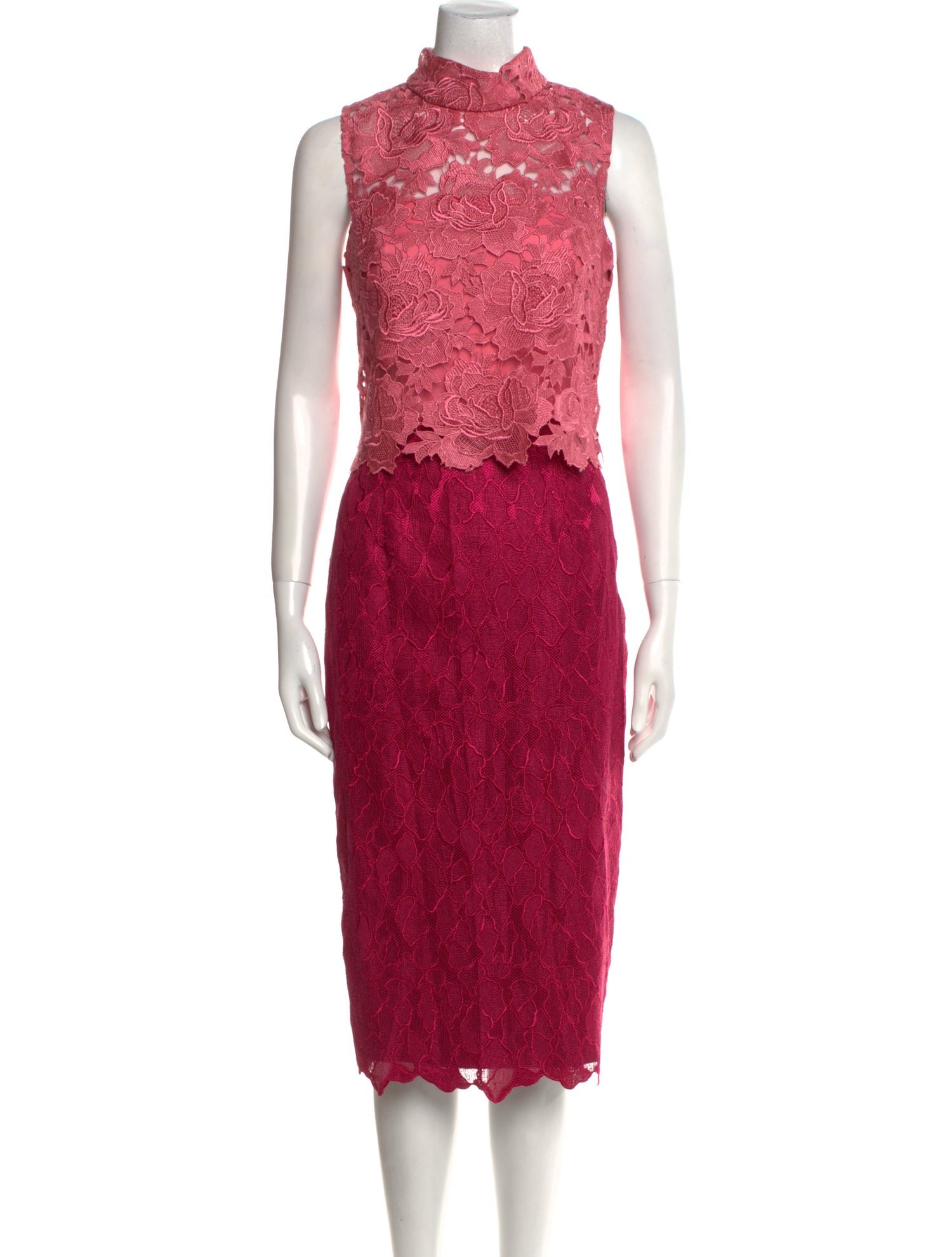 ML Monique Lhuillier Lace Pattern Midi Length Dress