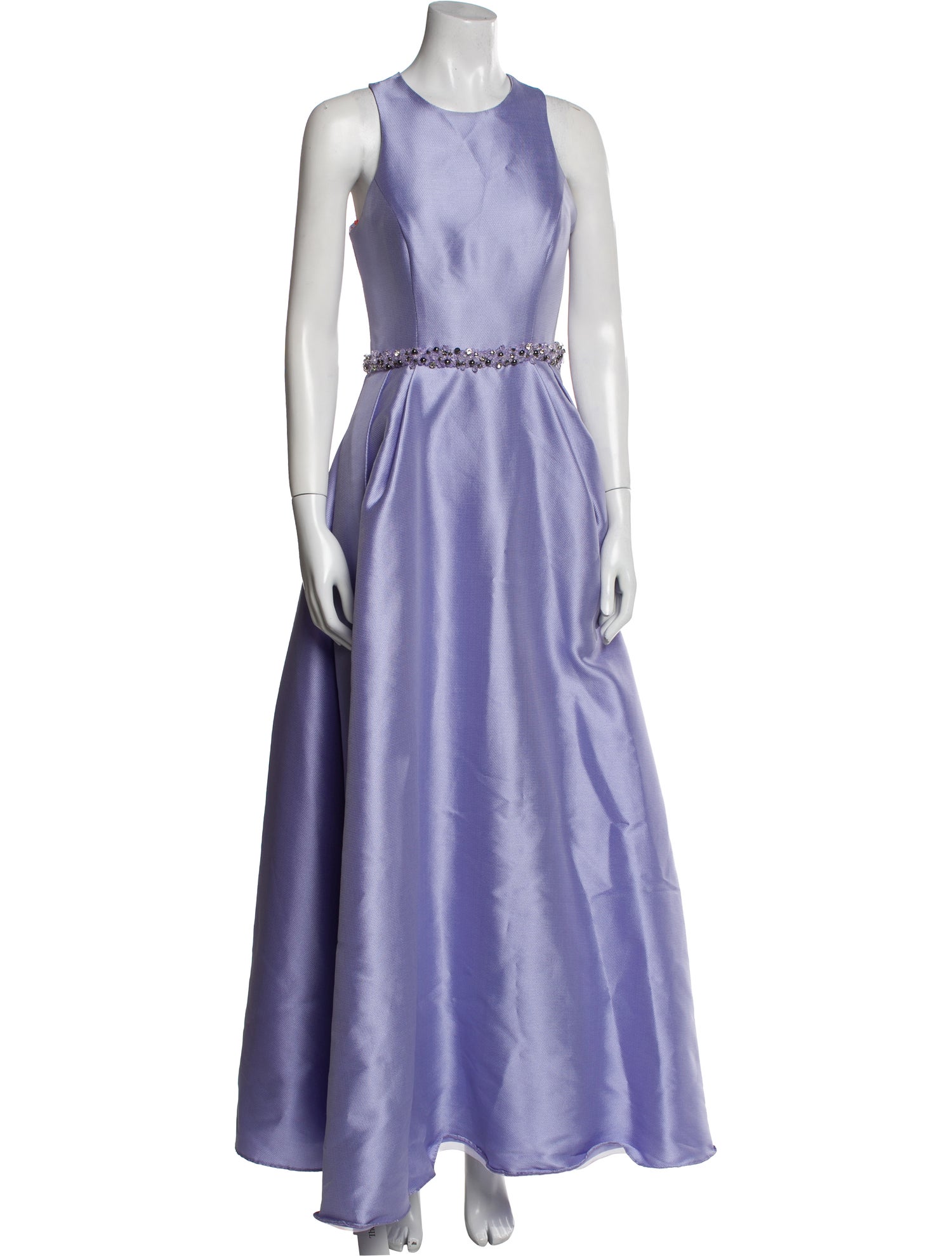 ML Monique Lhuillier Crew Neck Long Dress