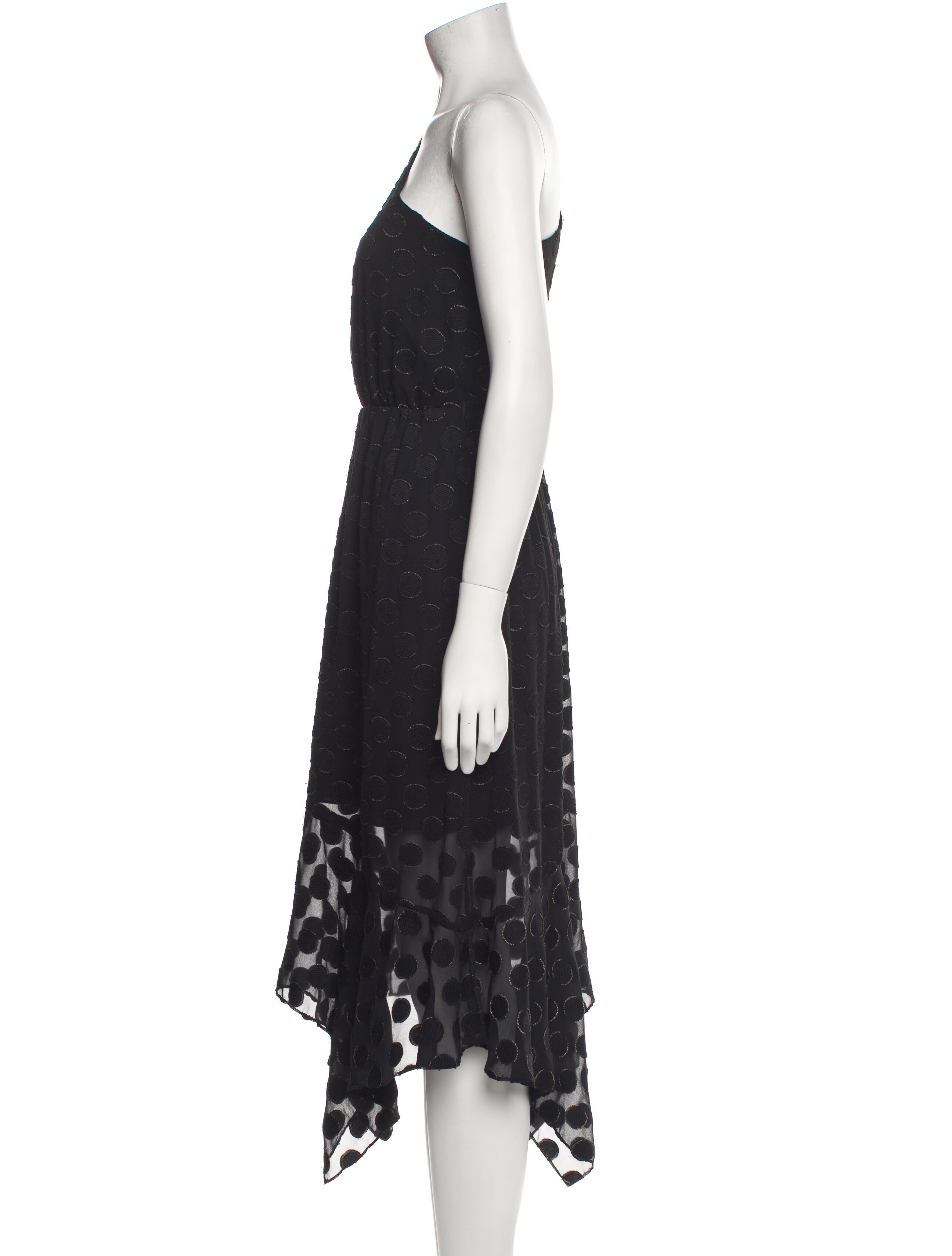 ML Monique Lhuillier Polka Dot Print Midi Length Dress