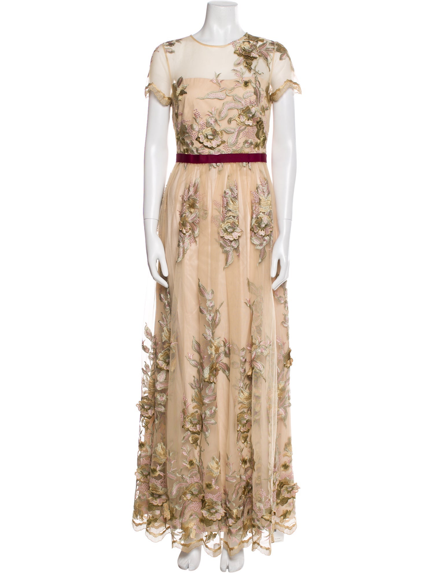 ML Monique Lhuillier Floral Print Long Dress w/ Tags