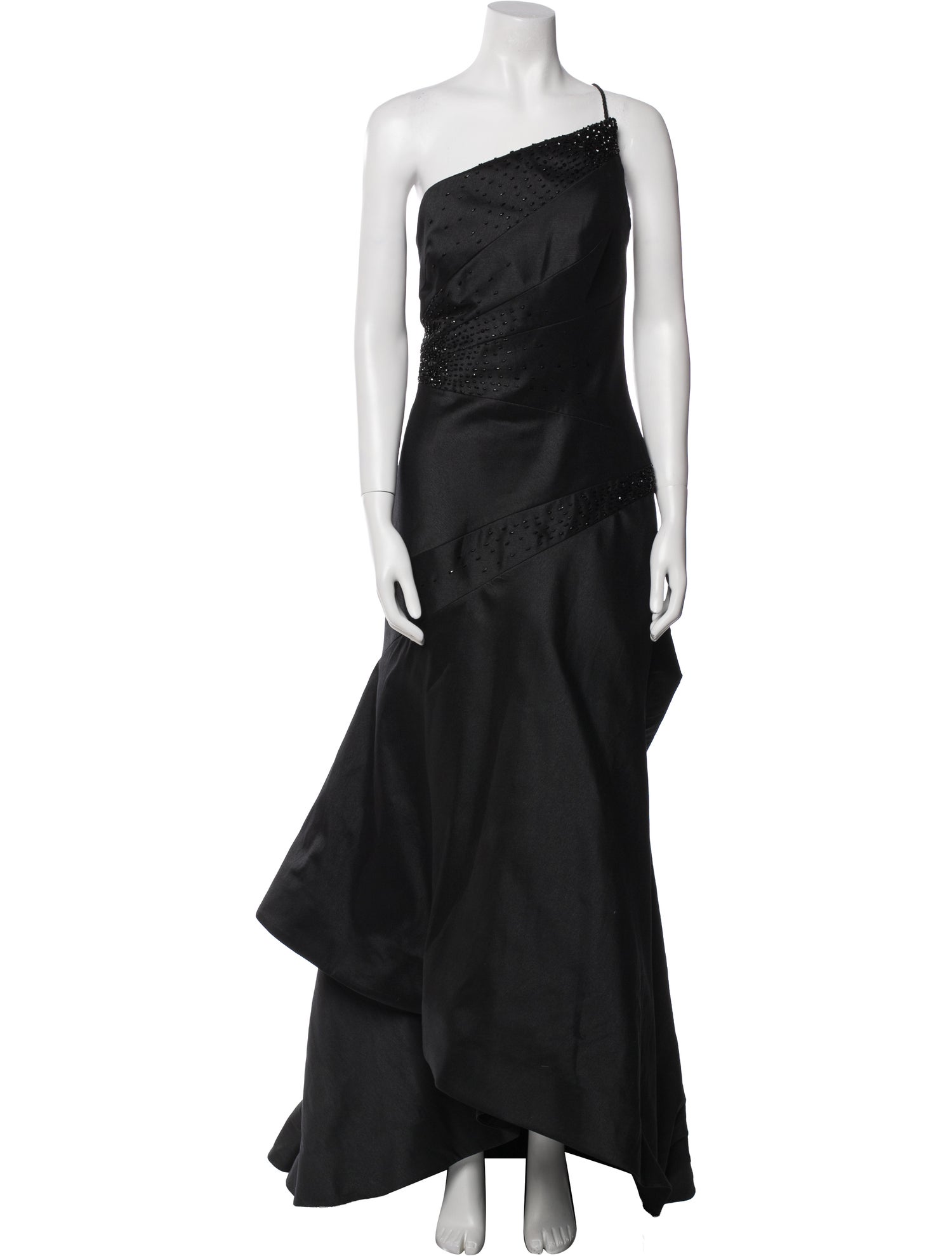 ML Monique Lhuillier One-Shoulder Long Dress