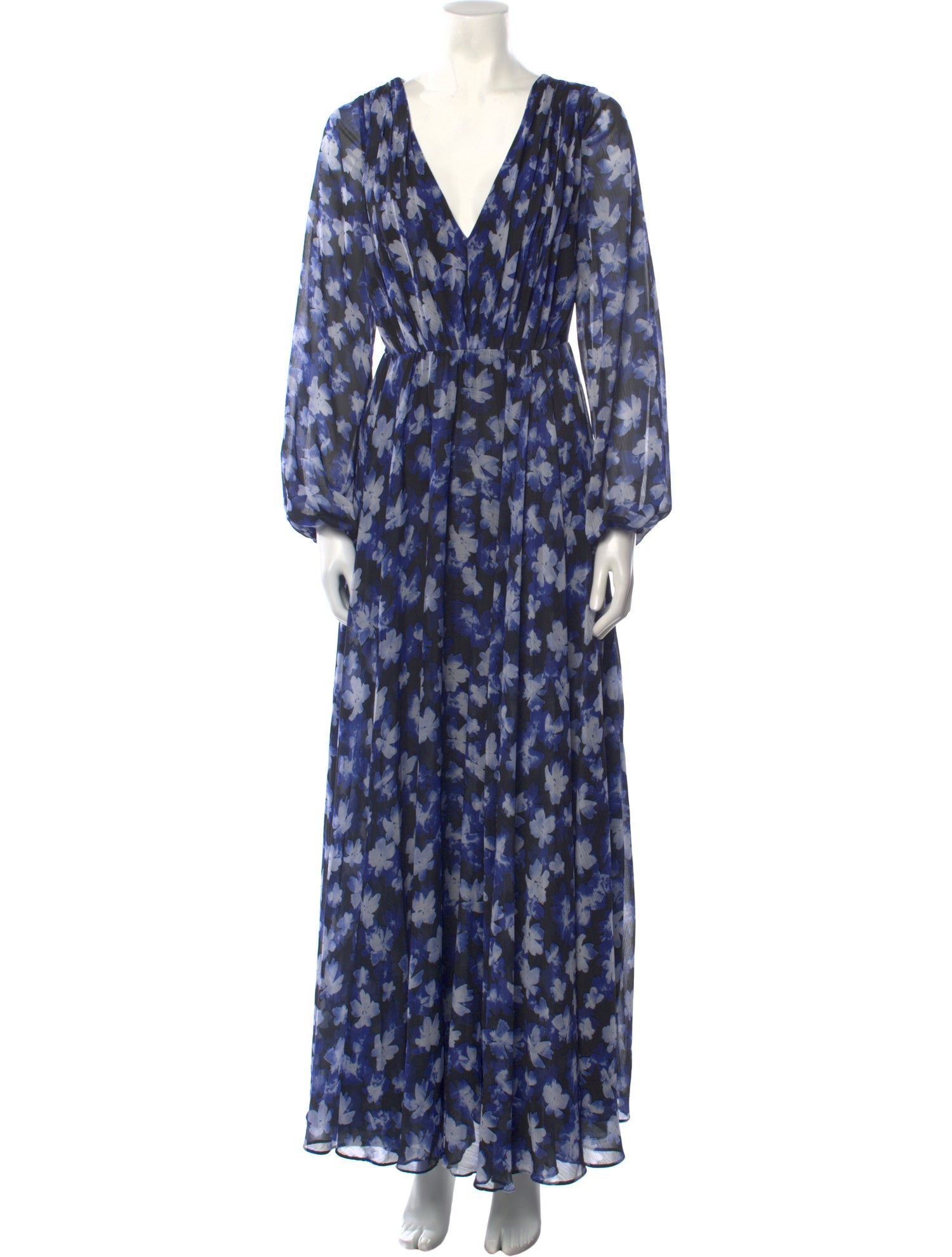 ML Monique Lhuillier Tie-Dye Print Long Dress