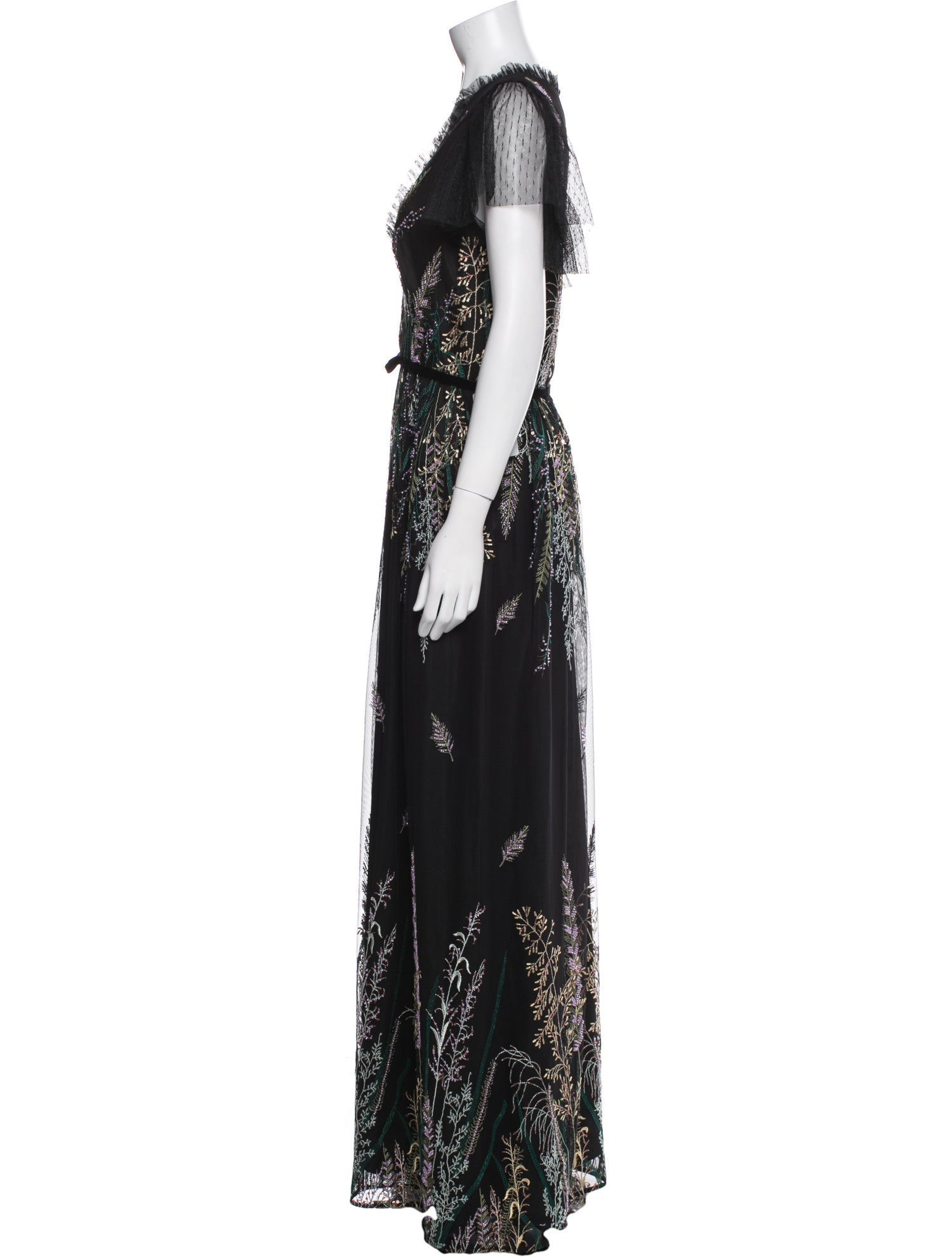 ML Monique Lhuillier Printed Long Dress