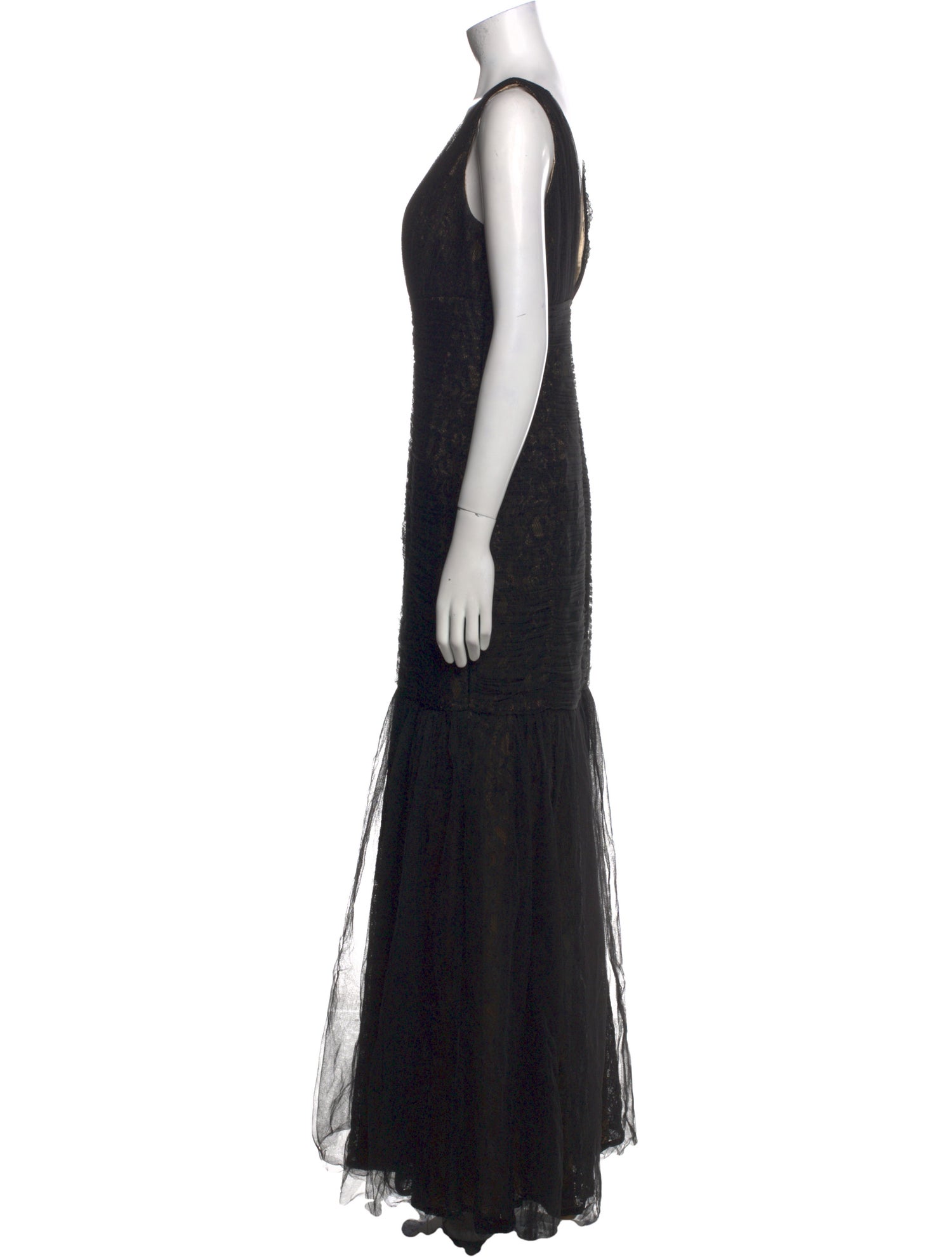 ML Monique Lhuillier Lace Pattern Long Dress