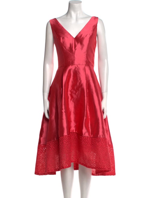 ML Monique Lhuillier V-Neck Midi Length Dress