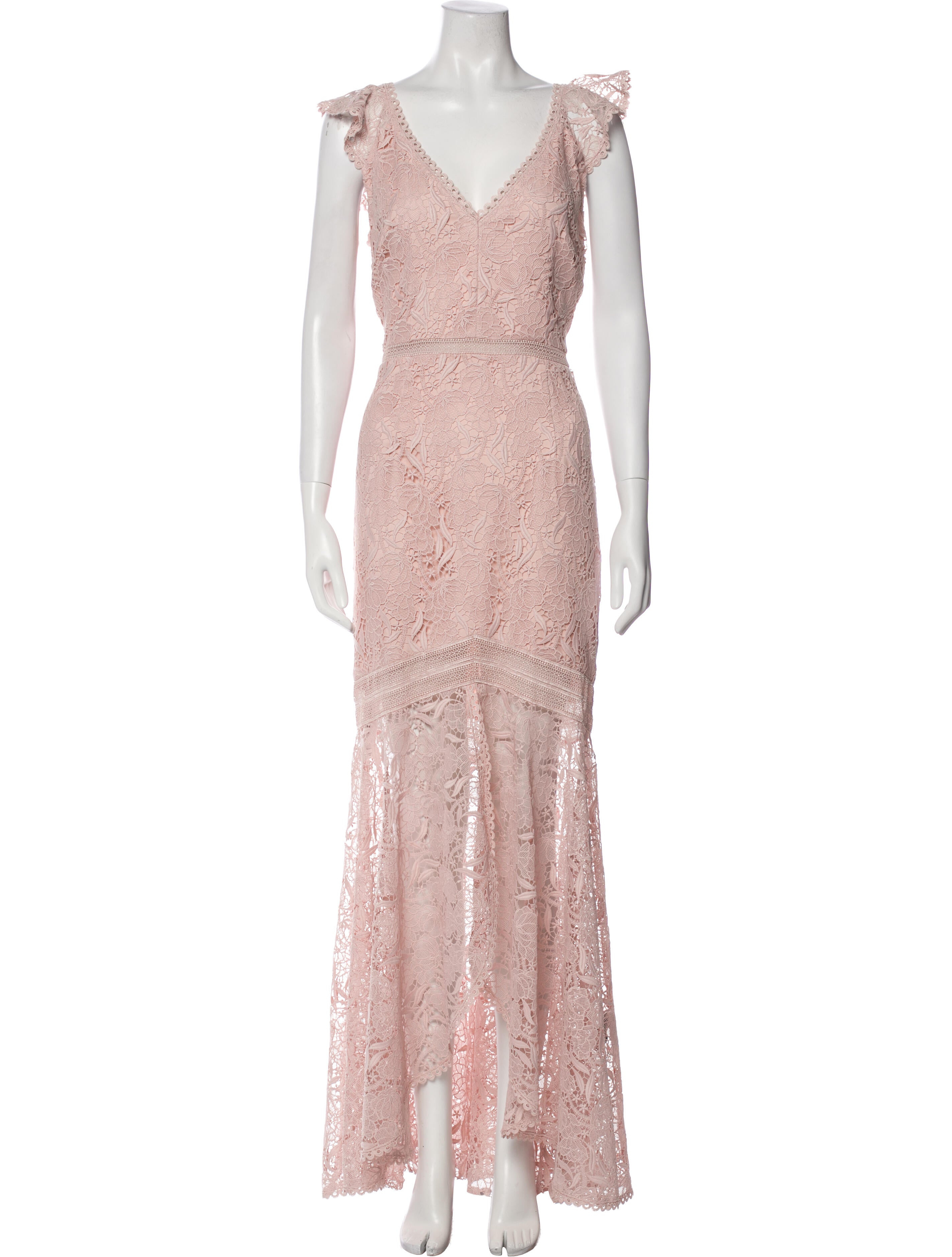 ML Monique Lhuillier Lace Pattern Long Dress