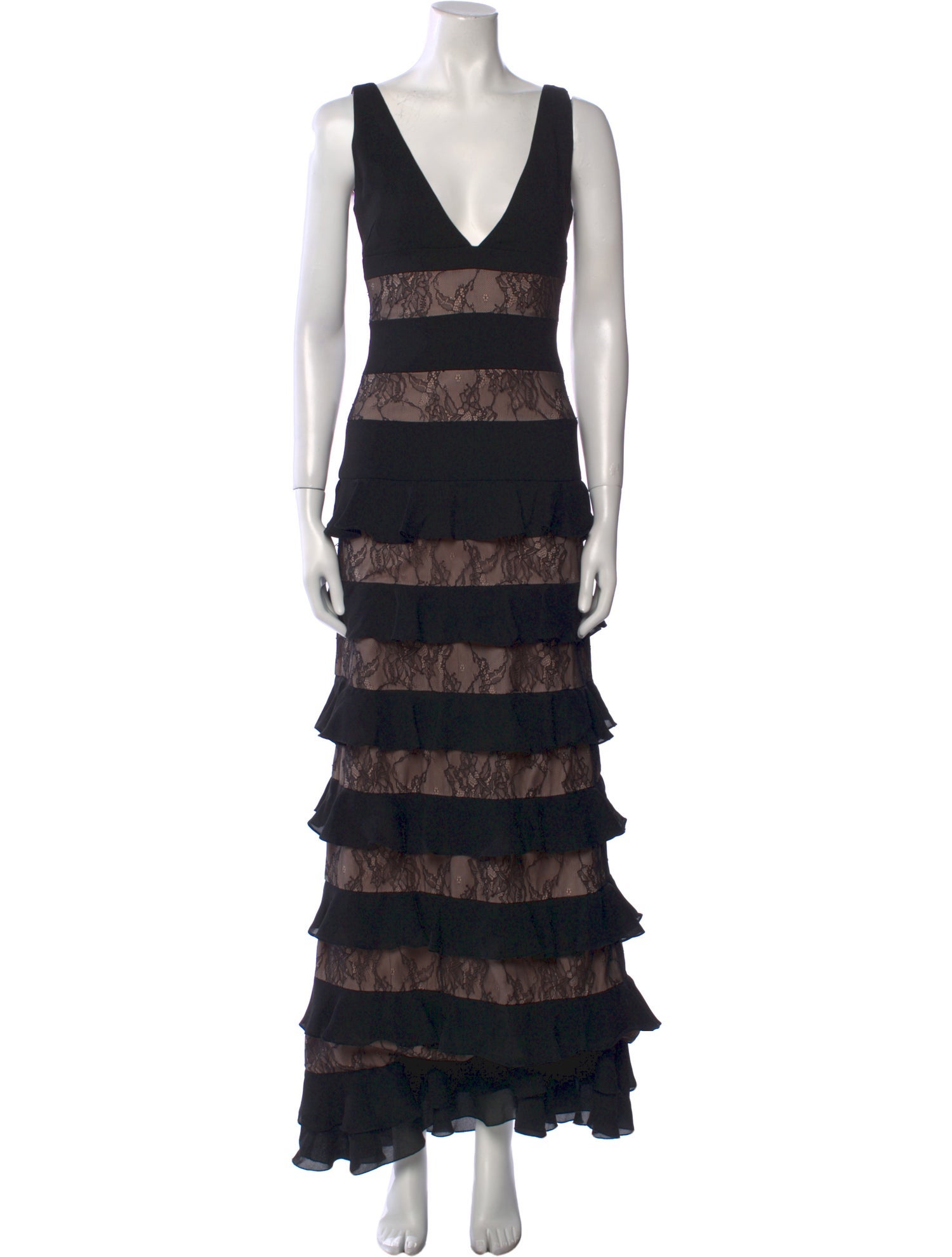 ML Monique Lhuillier Lace Pattern Long Dress