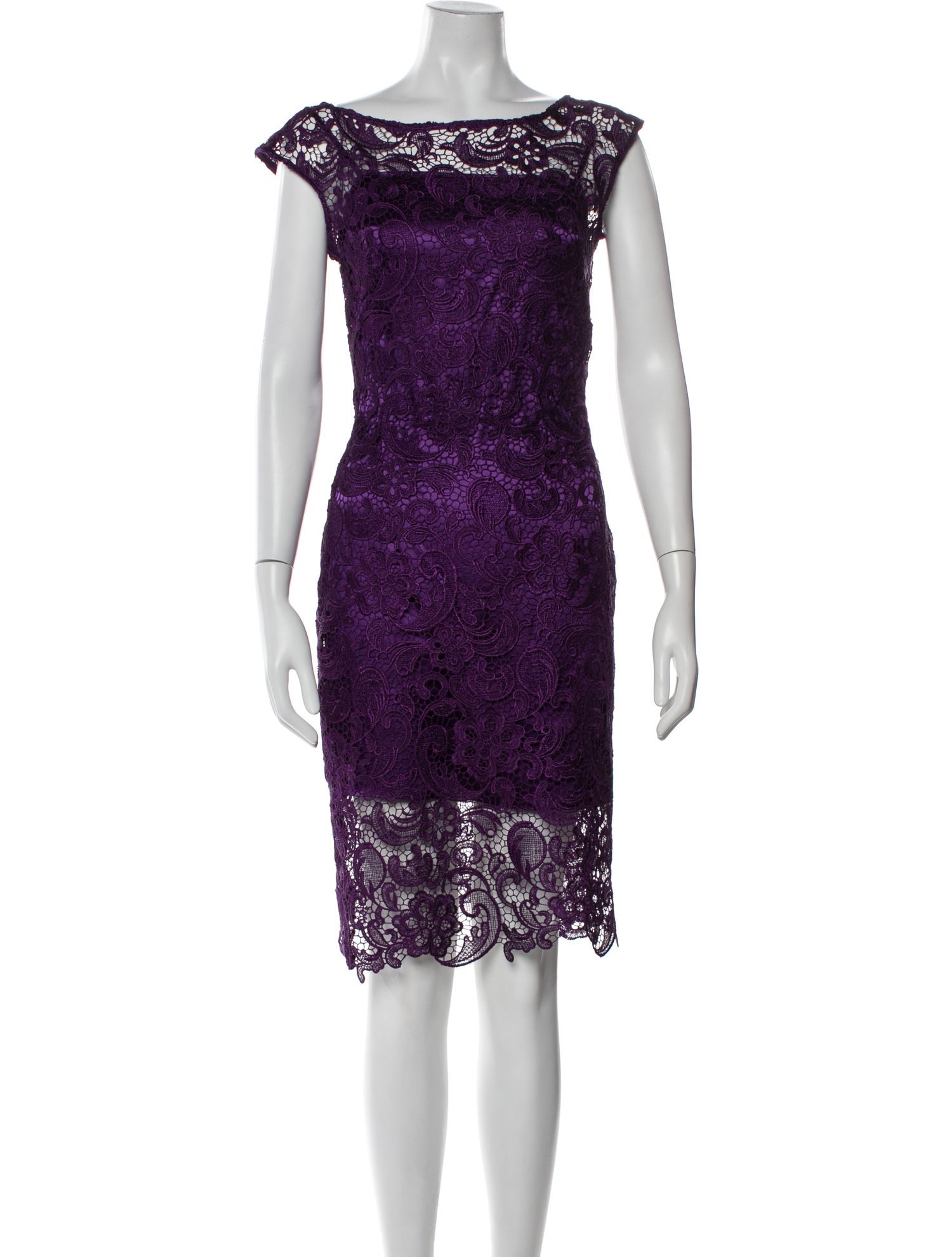 ML Monique Lhuillier Lace Pattern Knee-Length Dress