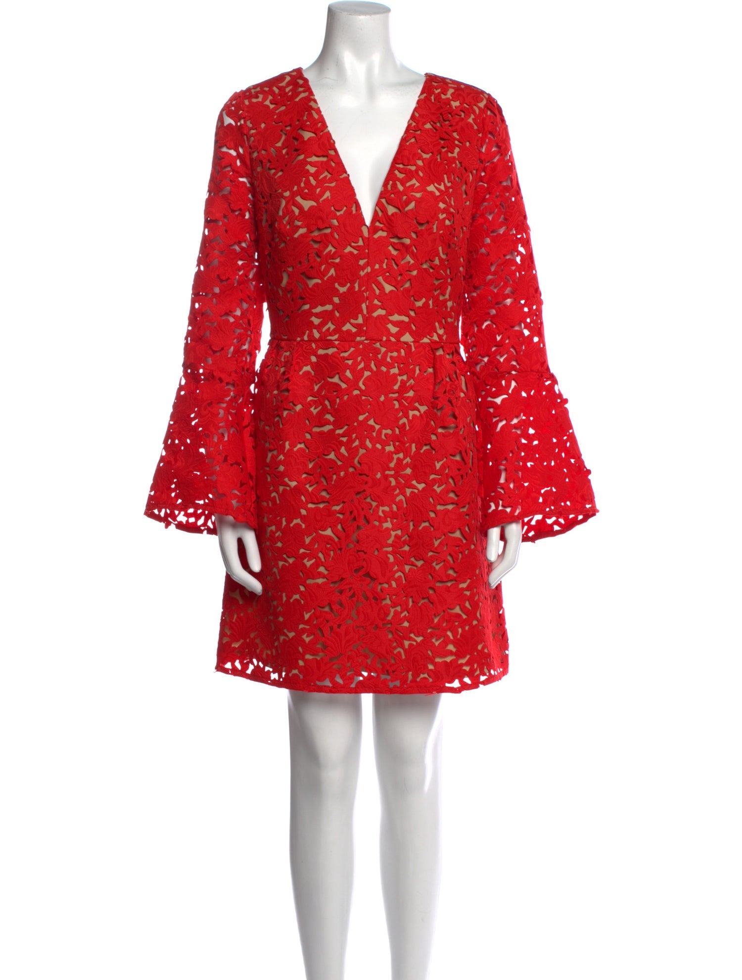 ML Monique Lhuillier Lace Pattern Mini Dress