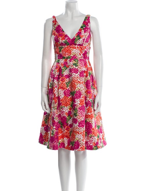 ML Monique Lhuillier Floral Print Knee-Length Dress