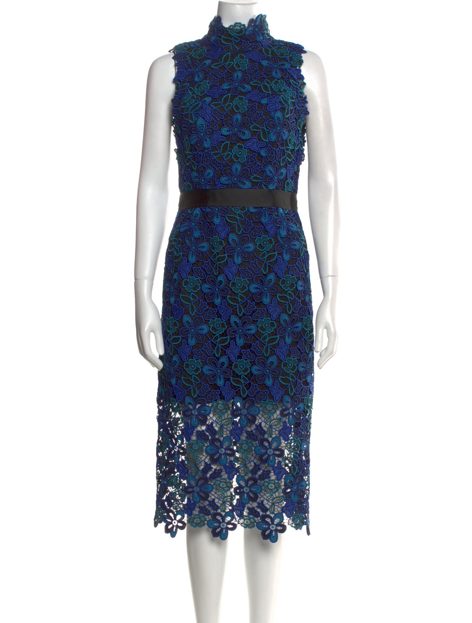 ML Monique Lhuillier Lace Pattern Midi Length Dress