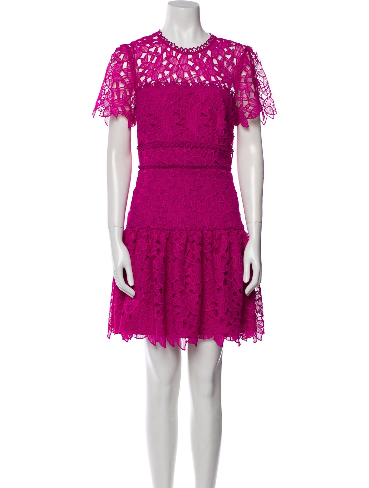 ML Monique Lhuillier Lace Pattern Mini Dress
