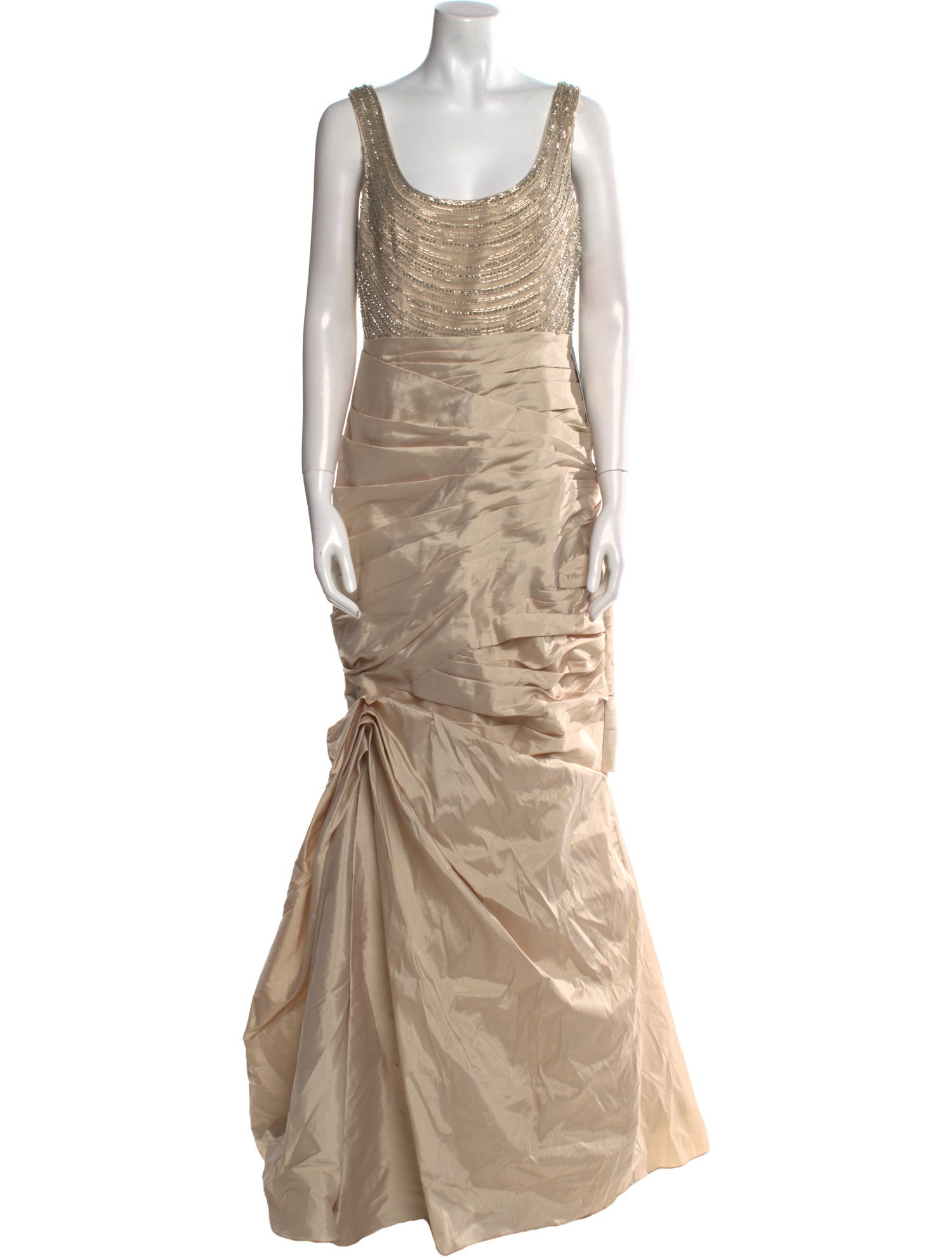 ML Monique Lhuillier Scoop Neck Long Dress