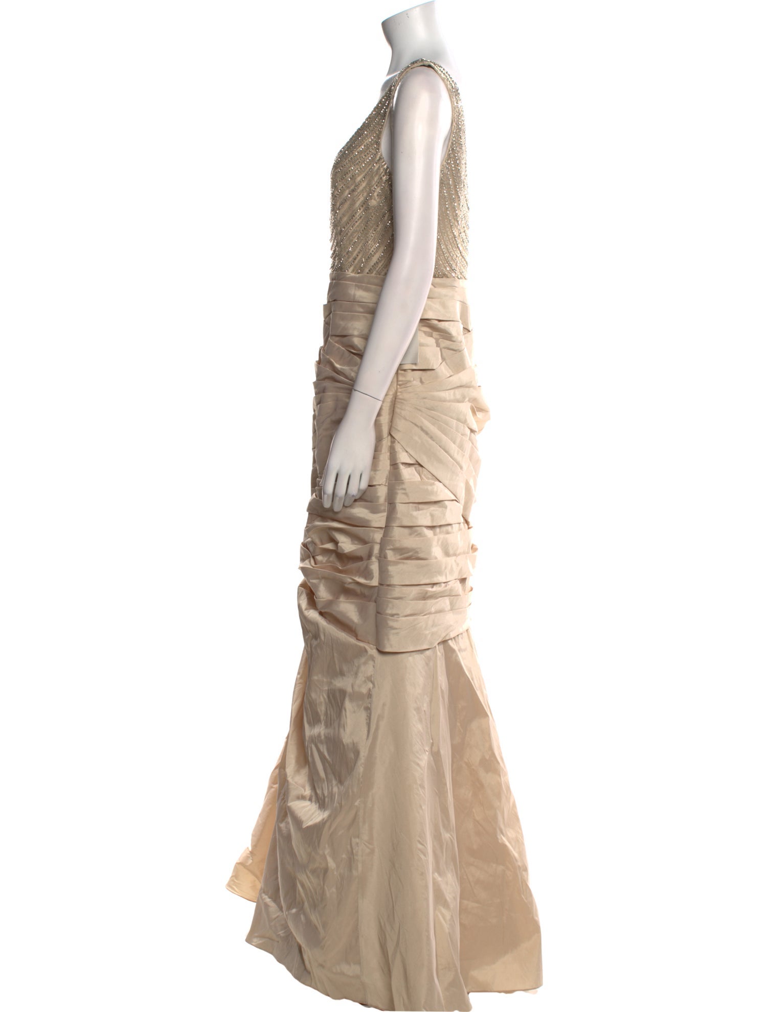 ML Monique Lhuillier Scoop Neck Long Dress