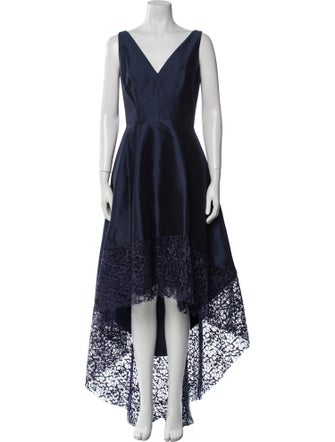 ML Monique Lhuillier V-Neck Long Dress