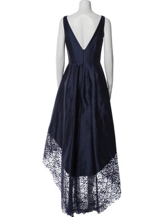 ML Monique Lhuillier V-Neck Long Dress