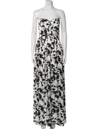 ML Monique Lhuillier Floral Print Long Dress