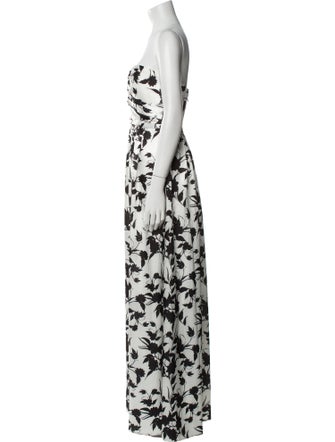 ML Monique Lhuillier Floral Print Long Dress