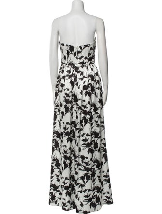 ML Monique Lhuillier Floral Print Long Dress