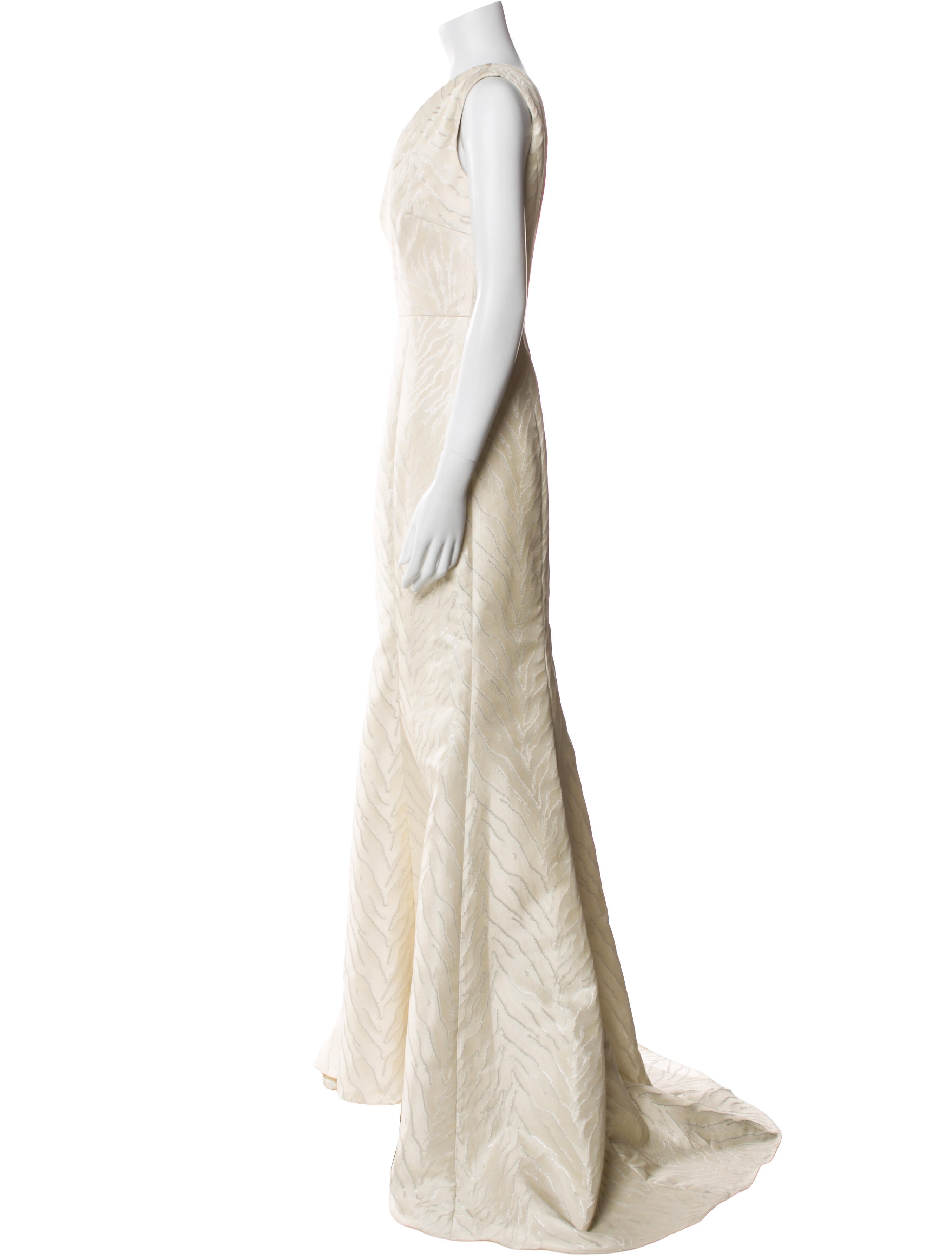 ML Monique Lhuillier One-Shoulder Long Dress