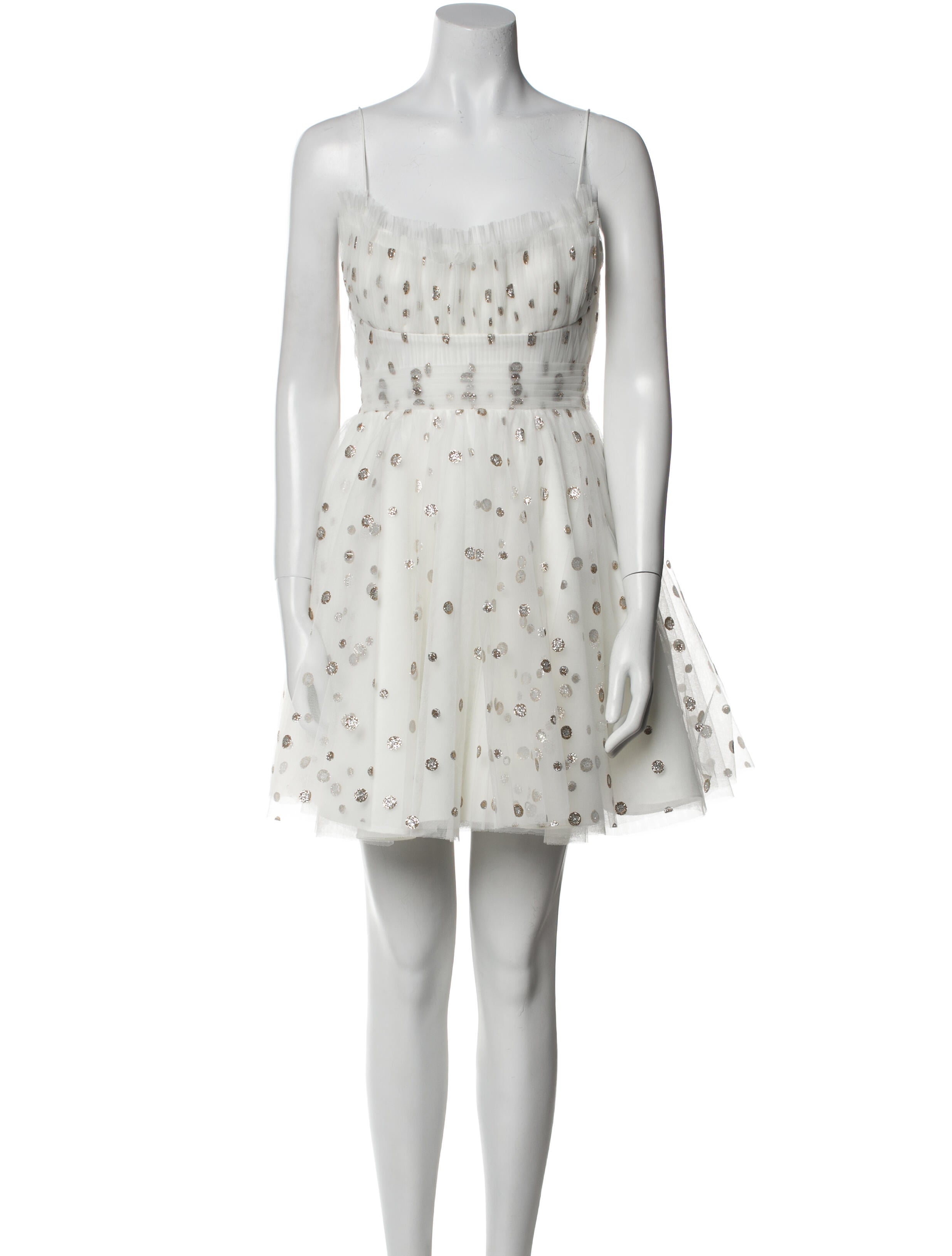 ML Monique Lhuillier Polka Dot Print Mini Dress