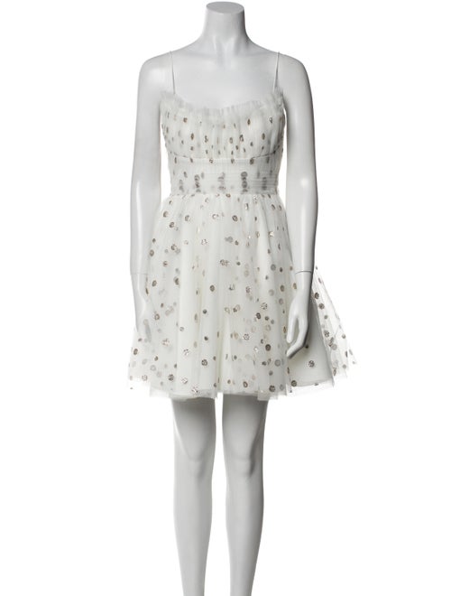 ML Monique Lhuillier Polka Dot Print Mini Dress