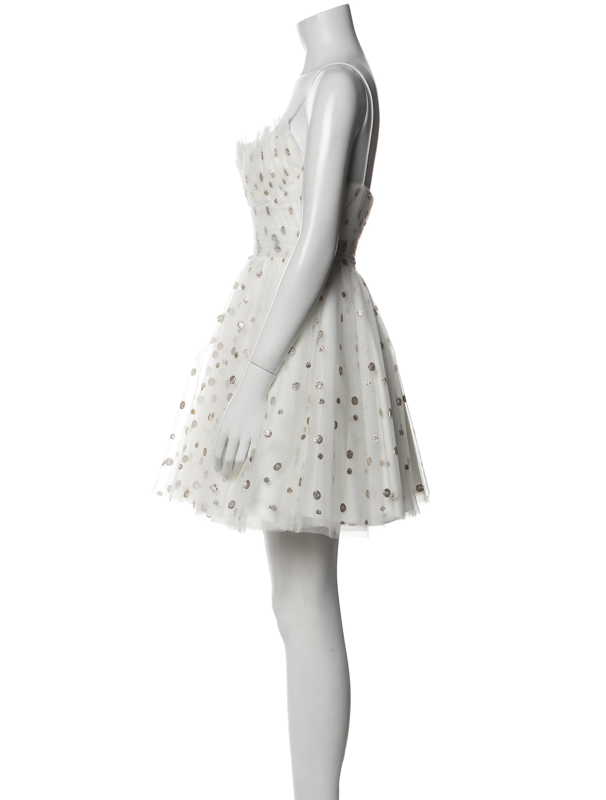 ML Monique Lhuillier Polka Dot Print Mini Dress