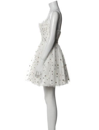 ML Monique Lhuillier Polka Dot Print Mini Dress