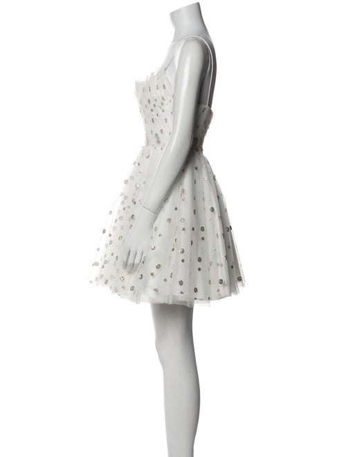 ML Monique Lhuillier Polka Dot Print Mini Dress