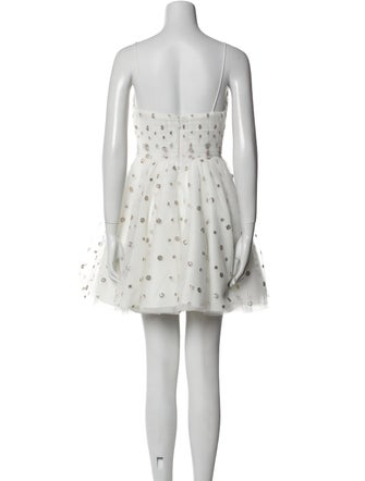 ML Monique Lhuillier Polka Dot Print Mini Dress