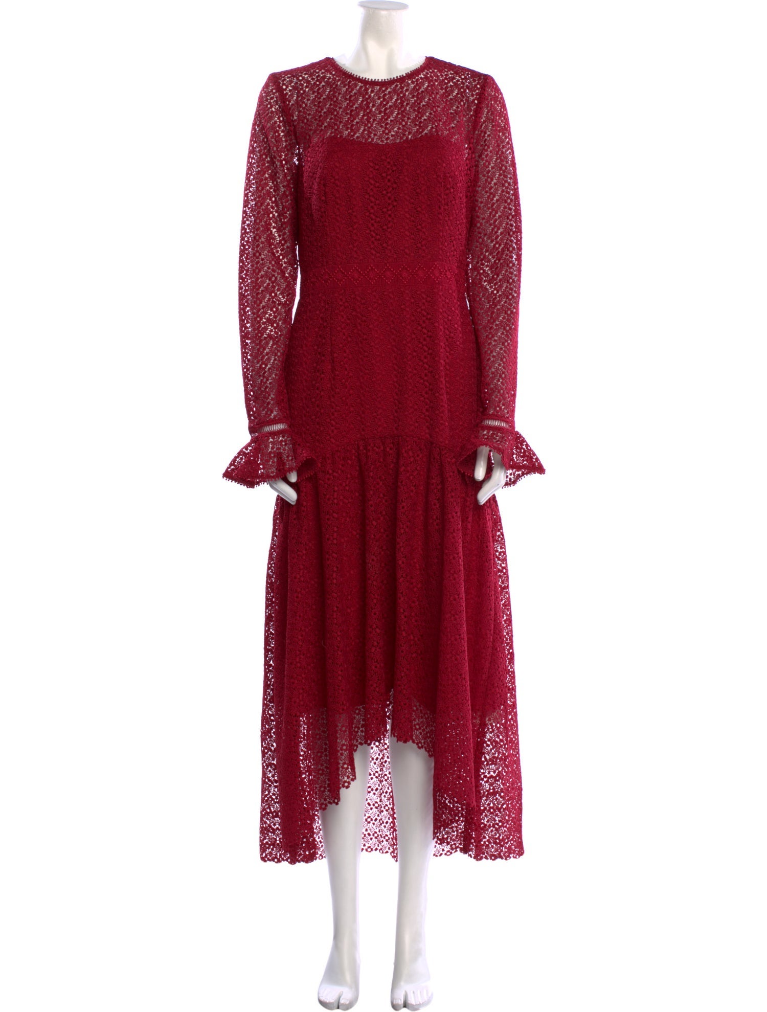 ML Monique Lhuillier Crew Neck Long Dress