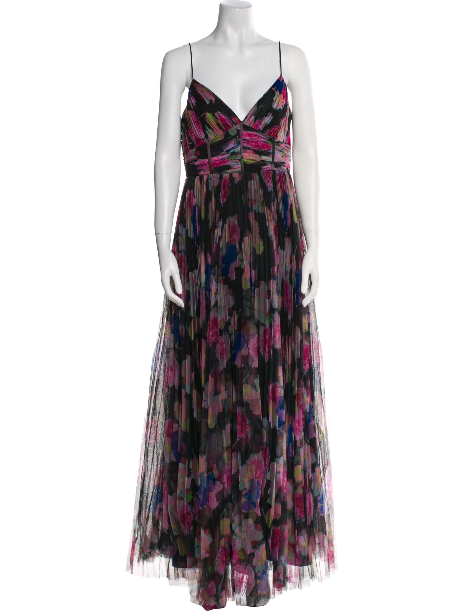 ML Monique Lhuillier Printed Long Dress