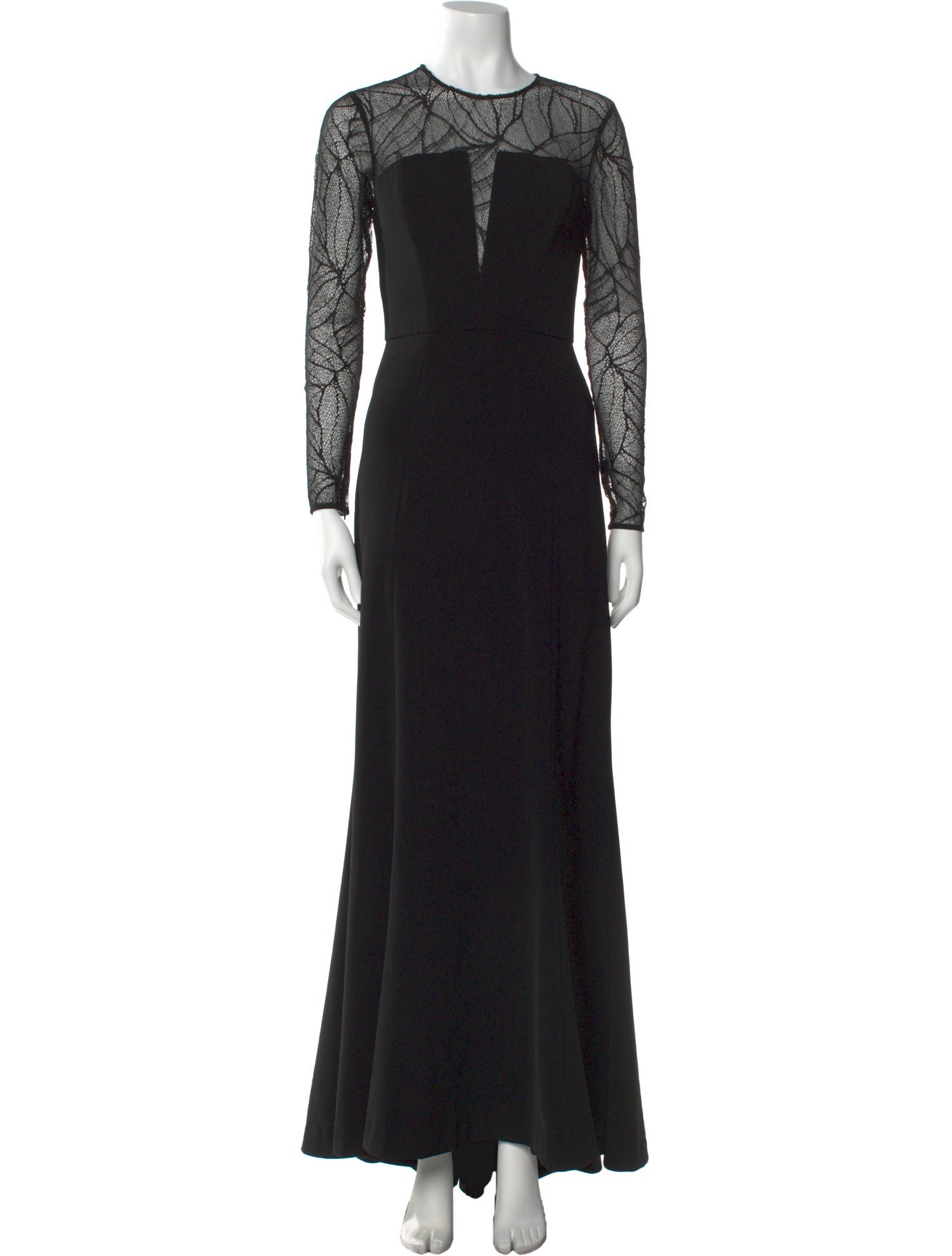 ML Monique Lhuillier Crew Neck Long Dress