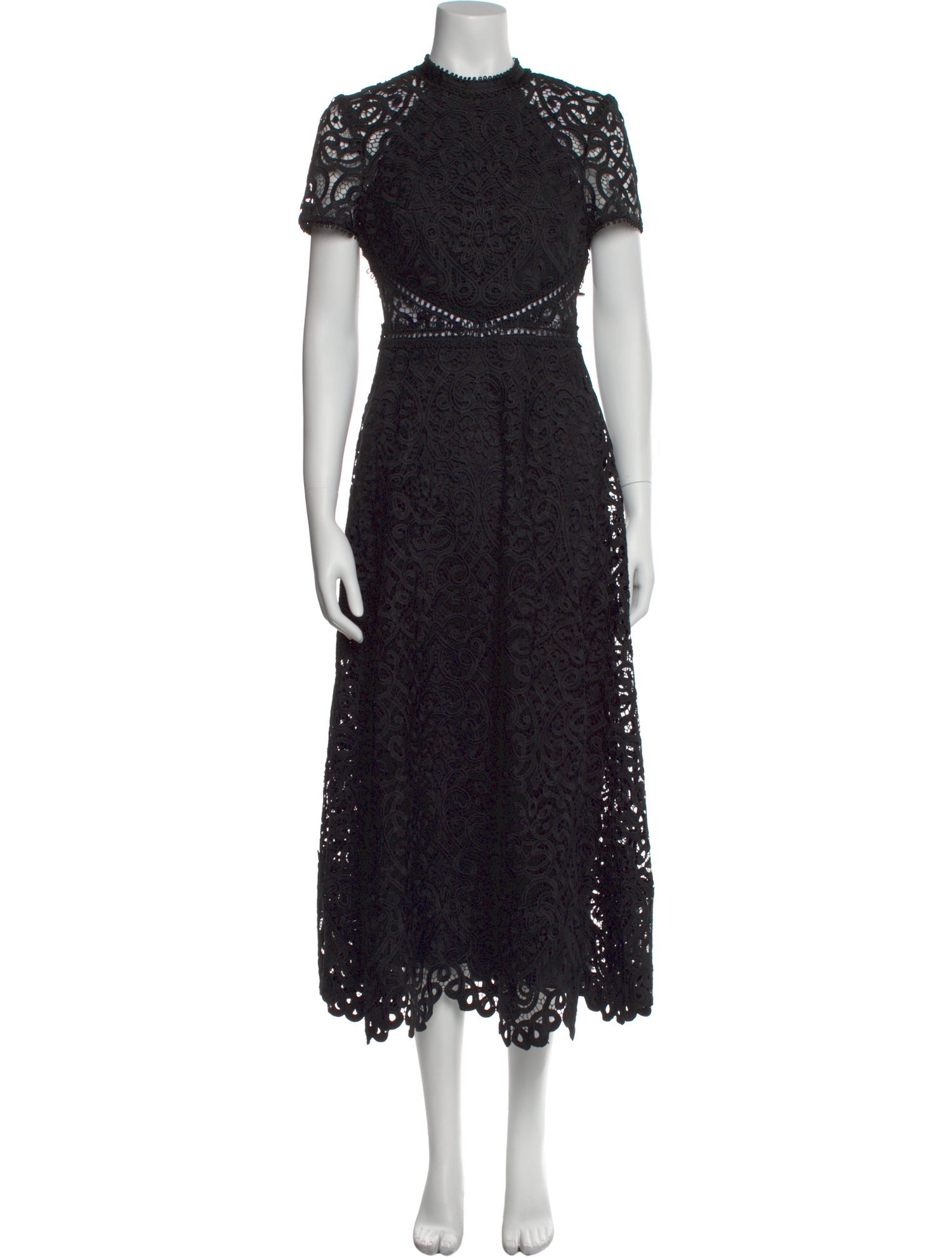 ML Monique Lhuillier Lace Pattern Long Dress