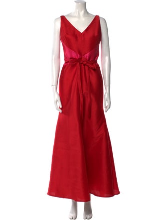 ML Monique Lhuillier V-Neck Long Dress