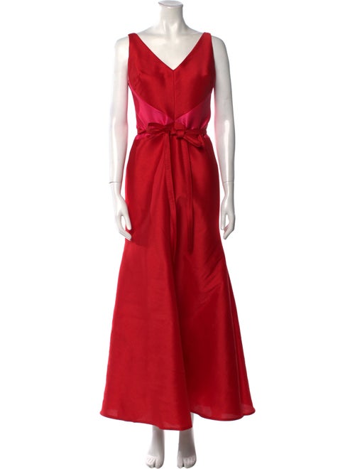 ML Monique Lhuillier V-Neck Long Dress