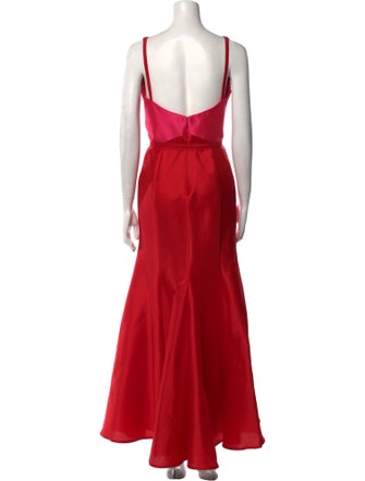 ML Monique Lhuillier V-Neck Long Dress